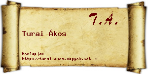 Turai Ákos névjegykártya